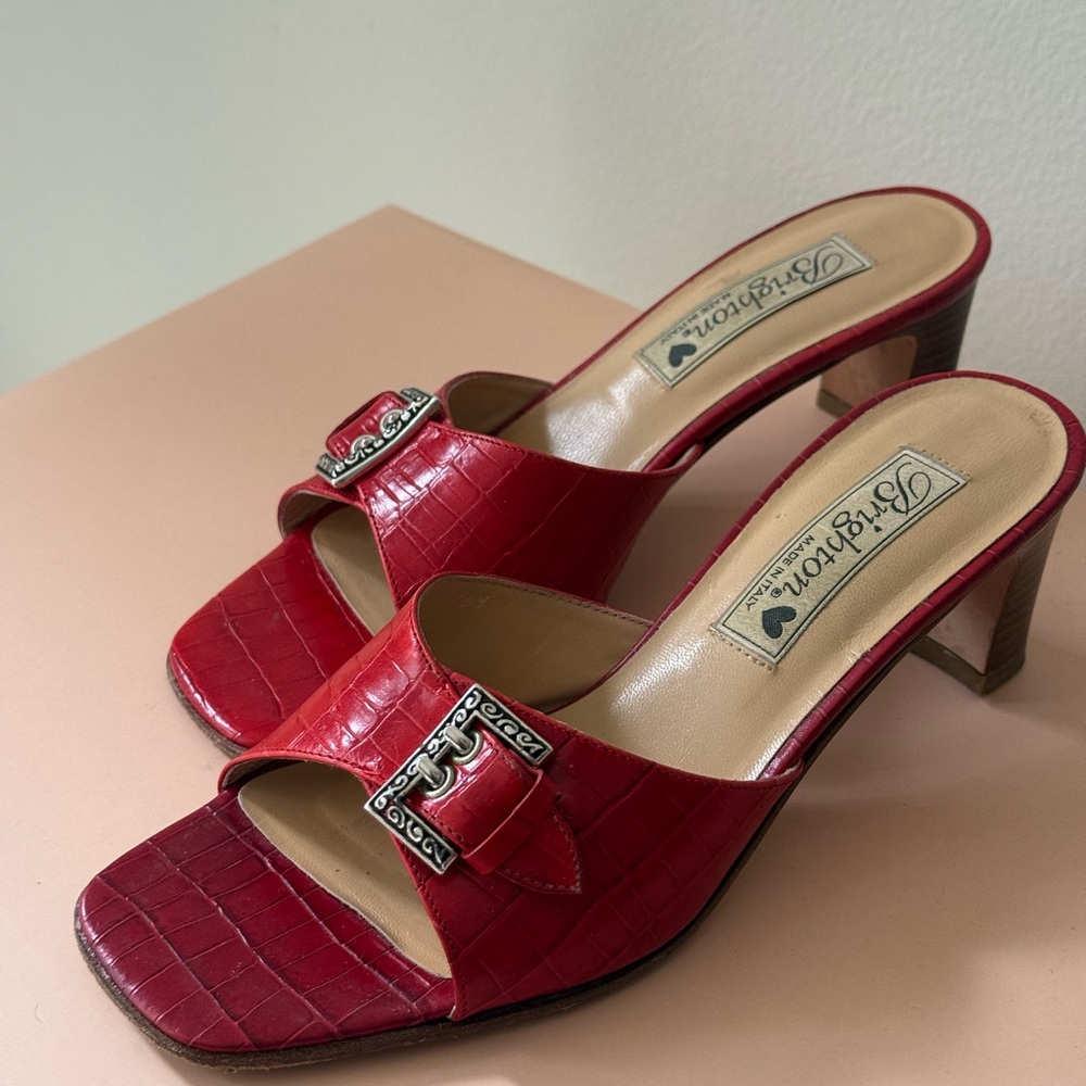 Brighton Red Heels with Crystal Buckle